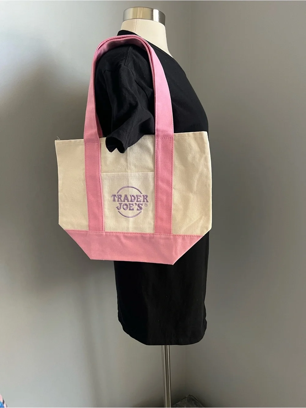 Trader Joe’s Mini Pastel Canvas Tote Bag Set Of 4 NWT Blue Green Pink Purple